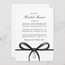Black Bow With Pearl Old Money Style Bridal Shower