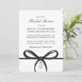 Black Bow With Pearl Old Money Style Bridal Shower 招待状 (スタンド正面)