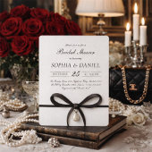 Black Bow With Pearl Old Money Style Bridal Shower 招待状