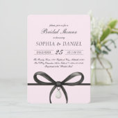 Black Bow With Pearl Old Money Style Bridal Shower 招待状 (スタンド正面)
