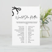 Black Bow Would She Rather Bridal Shower Game 招待状 (スタンド正面)