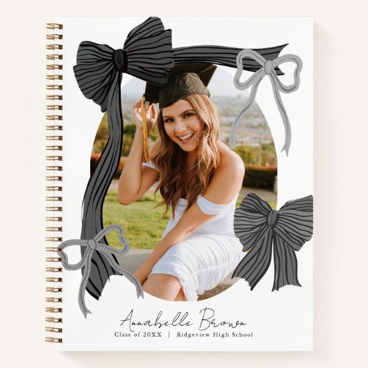 Black Bows Photo Graduation Guest Book ノートブック (正面)
