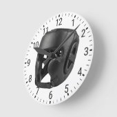 Black Boxing Headgear Sparring Helmet Decor ラウンド壁時計 (傾斜)