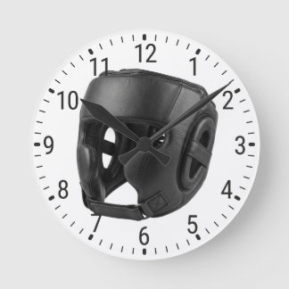 Black Boxing Headgear Sparring Helmet Decor ラウンド壁時計