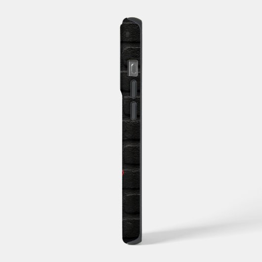 Black Brick Wall with Graffiti “I Love You!” iPhoneケース (左側面)