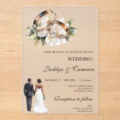 Black bride and groom acrylic wedding アクリル招待状 (正面)