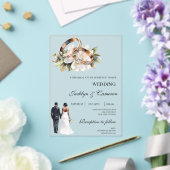 Black bride and groom acrylic wedding アクリル招待状 (インサイチュ (ウェディング))