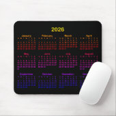 Black Bright Rainbow Gradient 2026 Calendar マウスパッド (マウス)