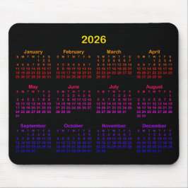 Black Bright Rainbow Gradient 2026 Calendar マウスパッド