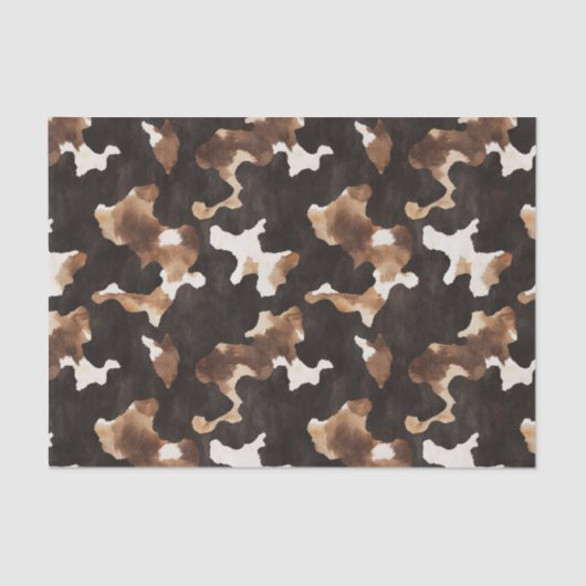 Black Brown Cream Cow Print Birthday 薄葉紙 (正面)