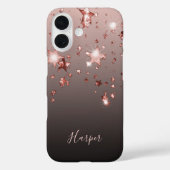 Black brown rose gold stars name girly Case-Mate iPhoneケース (裏面)