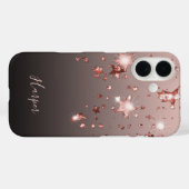 Black brown rose gold stars name girly Case-Mate iPhoneケース (裏面 (横))
