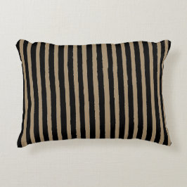 Black Brown Stripes Pattern,Elegant, Vintage アクセントクッション