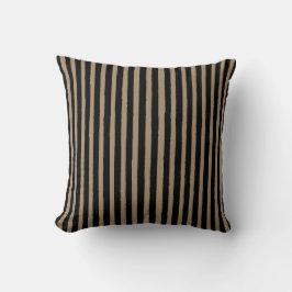 Black Brown Stripes Pattern,Elegant, Vintage クッション