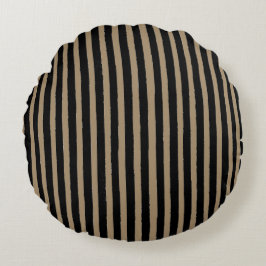 Black Brown Stripes Pattern,Elegant, Vintage ラウンドクッション