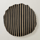 Black Brown Stripes Pattern,Elegant, Vintage ラウンドクッション (裏面)