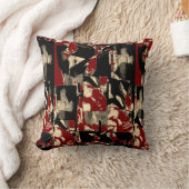 Black Brown Tan Taupe Burgundy Contemporary Print クッション (ブランケット)