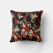 Black Brown Tan Taupe Burgundy Contemporary Print クッション (裏面)