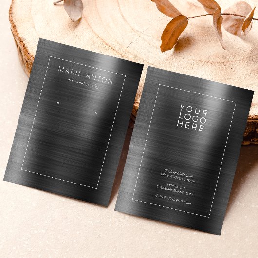 Black Brushed Metal Framed Earring Display Card 名刺