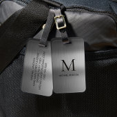Black Brushed Metallic Personalized Monogram chic  ラゲッジタグ