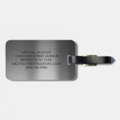 Black Brushed Metallic Personalized Monogram chic  ラゲッジタグ (裏面横)