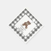 Black Buffalo Check Pattern Teddy Bear Baby Shower スタンダードカクテルナプキン (角)