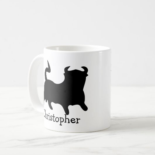 Black Bull Design Personalised コーヒーマグカップ (正面左)