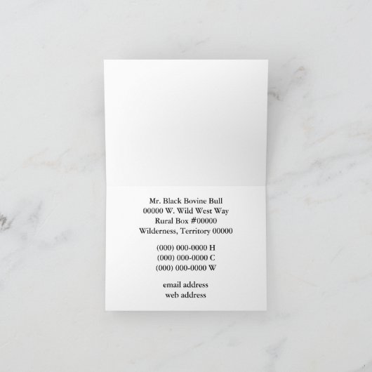 Black Bull in Flowers - Western Change of Address 案内状 (内部)