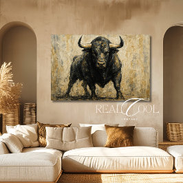 Black Bull Western Wall Art Painting Canvas キャンバスプリント