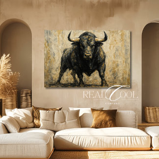 Black Bull Western Wall Art Painting Canvas キャンバスプリント