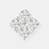 Black Bunny Rabbits French Toile Paper Napkin スタンダードカクテルナプキン (角)