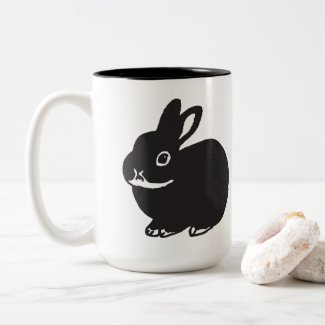 Black bunnys' mug cup ツートーンマグカップ