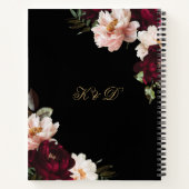 Black Burgundy Blush Floral Wedding Guest Book ノートブック (裏面)