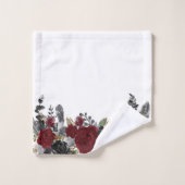 Black Burgundy Goth Flower Rose Bath Halloween バスタオルセット (ウォッシュタオル)