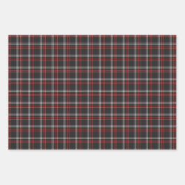 Black Burgundy White Plaid Classic ラッピングペーパーシート