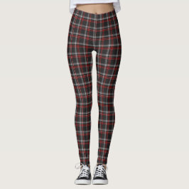 Black Burgundy White Plaid Classic Leggings レギンス