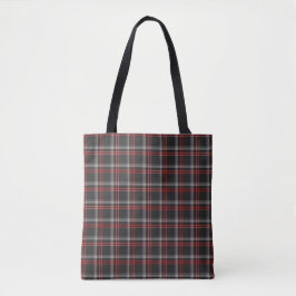Black Burgundy White Plaid Classic Tote Bag トートバッグ