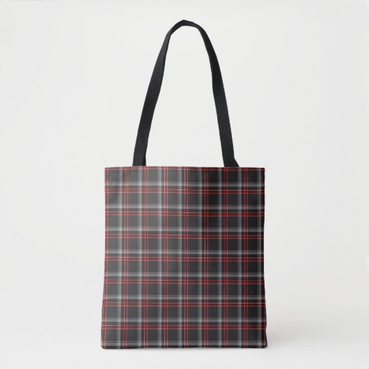 Black Burgundy White Plaid Classic Tote Bag トートバッグ (正面)