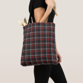 Black Burgundy White Plaid Classic Tote Bag トートバッグ (クローズアップ)