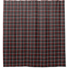 Black Burgundy White Plaid Shower Curtain シャワーカーテン