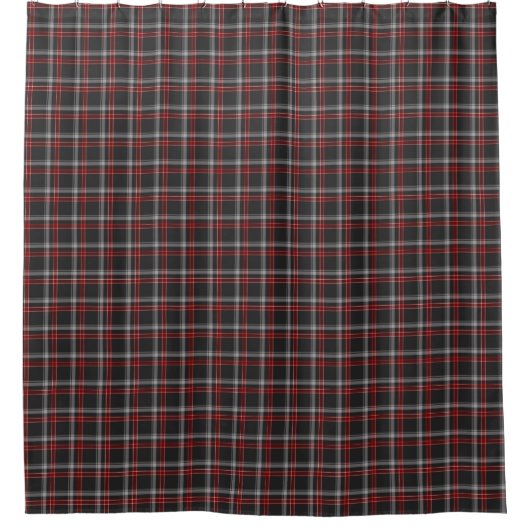 Black Burgundy White Plaid Shower Curtain シャワーカーテン (正面)