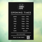 Black Business営業時間ロゴとqrコード ウィンドウサイン (シート3)