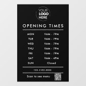 Black Business営業時間ロゴとqrコード ウィンドウサイン (シート)