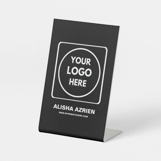 Black Business Logo Branding Display Pedestal Sign 台座サイン (正面)