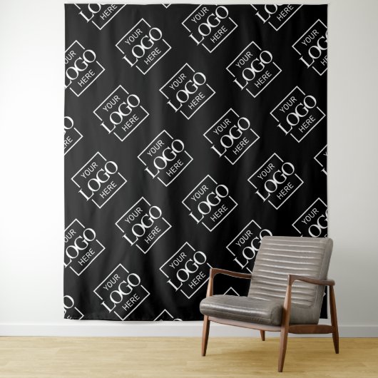 Black Business Logo Pattern Trade Show Backdrop タペストリー (インサイチュ)