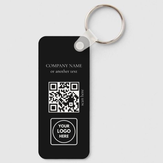 Black Business Logo QR Code Horizontal Keychains キーホルダー (裏面)