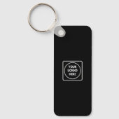 Black Business Logo QR Code Horizontal Keychains キーホルダー (正面)