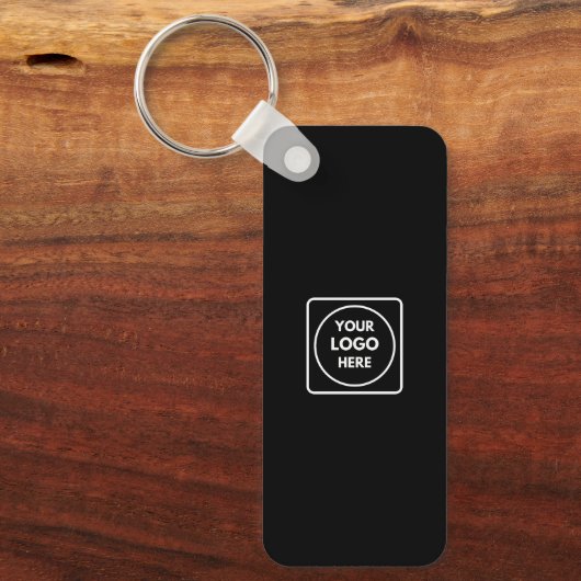 Black Business Logo QR Code Horizontal Keychains キーホルダー (正面)