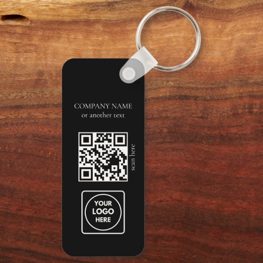 Black Business Logo QR Code Horizontal Keychains キーホルダー (裏面)