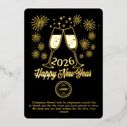 Black Business New Year 2026 Champagne Gold 箔シーズンカード